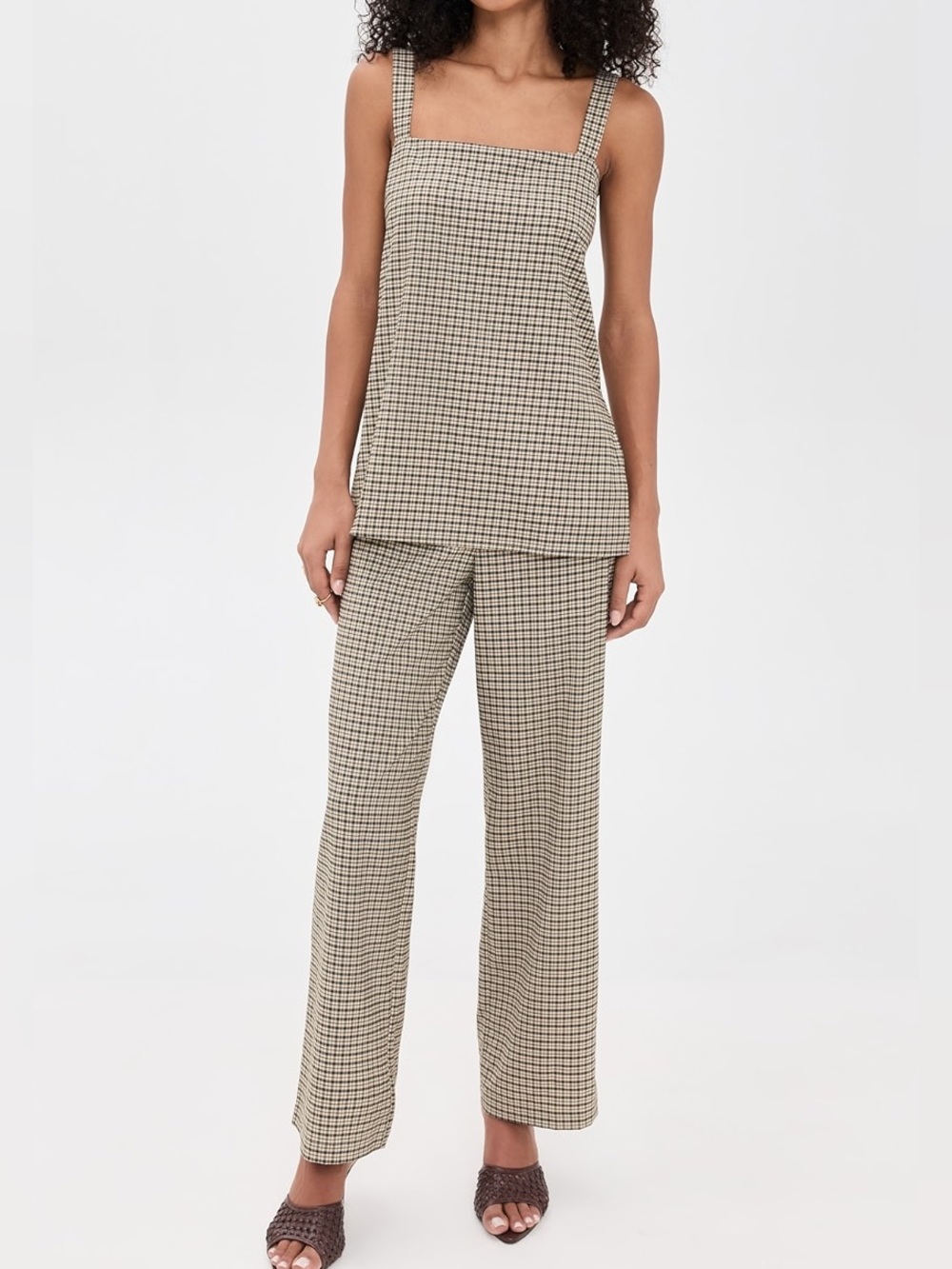 Reformation black and beige check two piece set